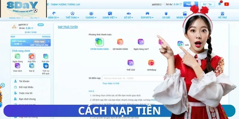 Nạp tiền an toàn, đa dạng phương thức, xử lý nhanh chóng
